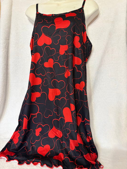 Women's Satin Nightgown - Black & Red (Large)