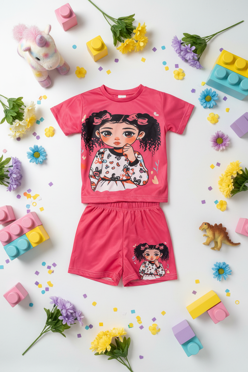 Girls Pink Doll Set Lifestyle